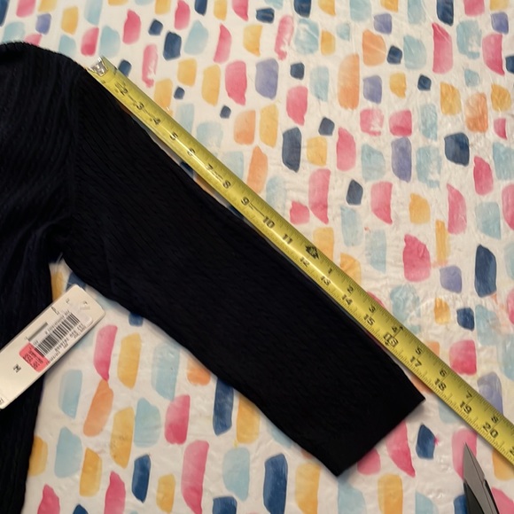 NWT Lauren Ralph Lauren NAVY cotton v-neck 3/4 sleeve sweater, Medium - Picture 6 of 6